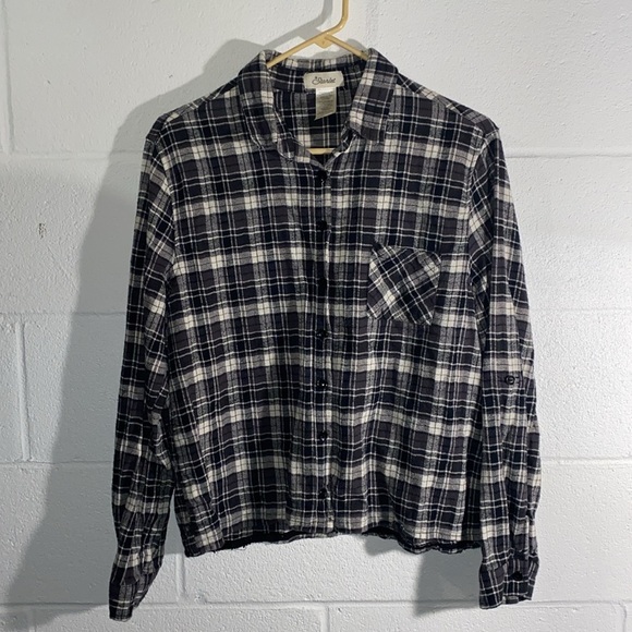 Grey and Black Flannel Button Down Shirt -size XL - Picture 1 of 7